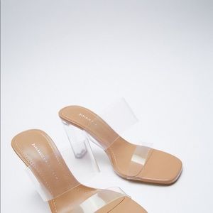 ZARA VINYL SANDALS WITH 3.5” CLEAR HEEL